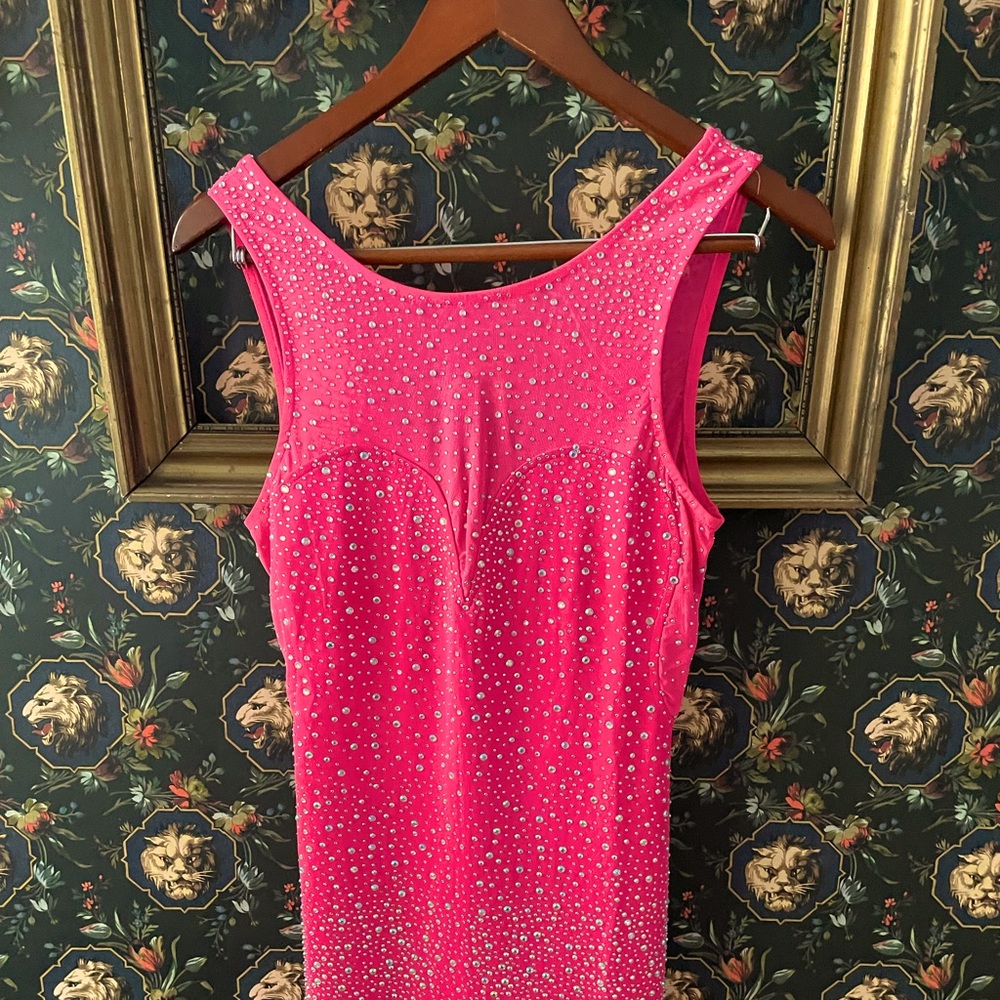 HOT Bright pink rhinestone mini dress from South Beach boutique, size Small